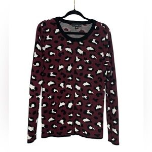 Simply Styled Maroon and Black Patterned Top LIKE NEW